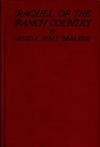 Raquel of the ranch country — Alida Malkus cover
