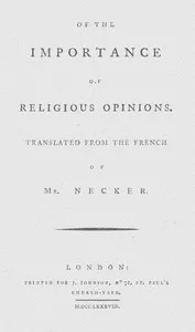 Of the importance of religious opinions — Jacques Necker cover