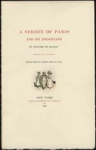 A Street of Paris and Its Inhabitant — Honoré de Balzac cover