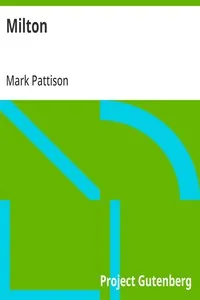 Milton — Mark Pattison cover
